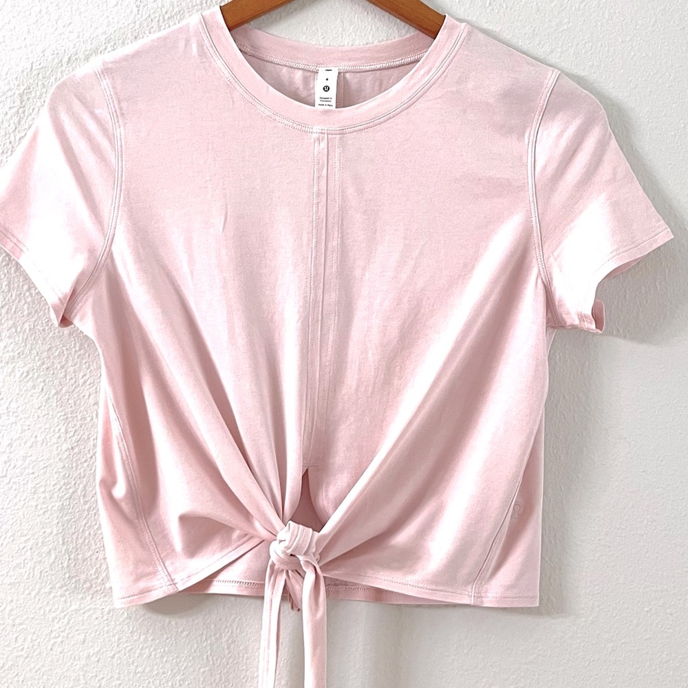 lululemon athletica Pink Short Sleeve Tie-Front Tee